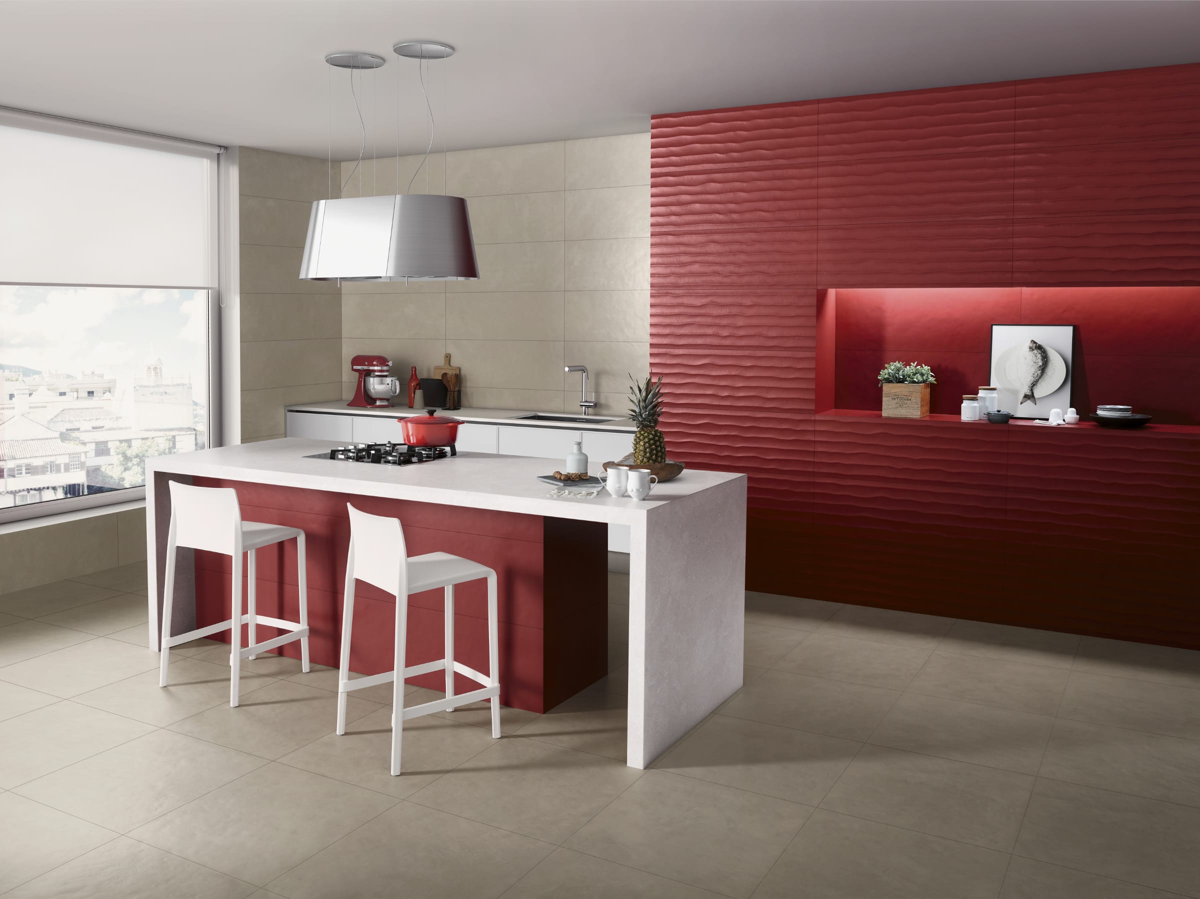 Splash Waterfall Red 35 × 100 / Splash Grey 35 × 100