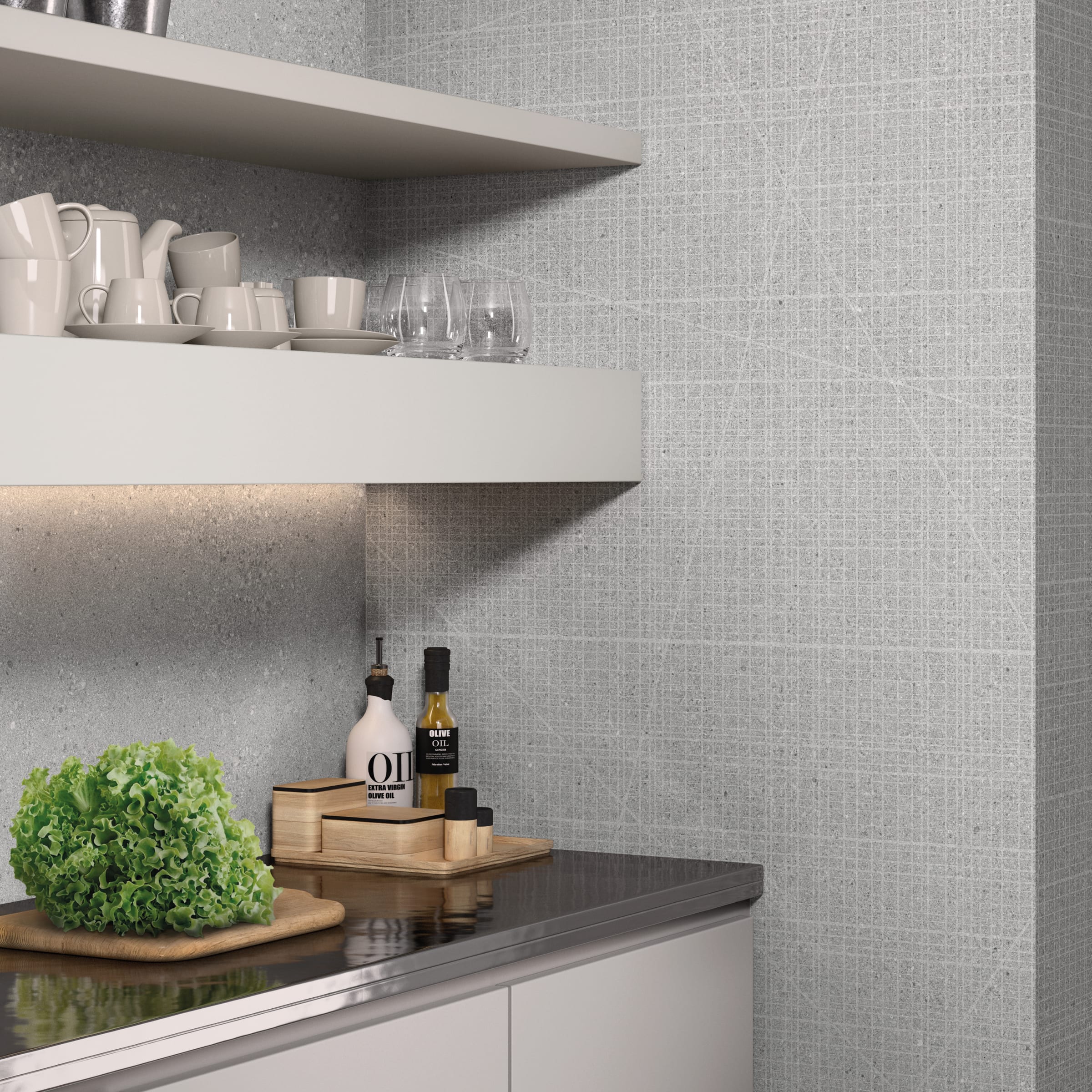 Grainstone Cage White 60 × 120 / Grainstone Fine Grain White 60 × 120