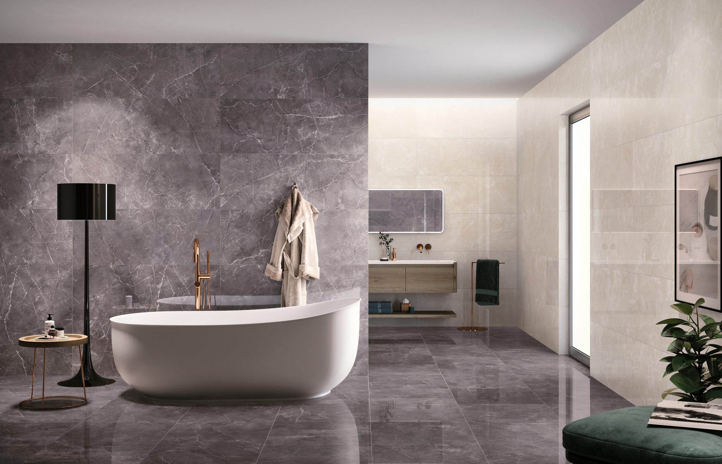 Marble Shine Tortora 45 × 120 / Marble Shine Cream 45 × 119